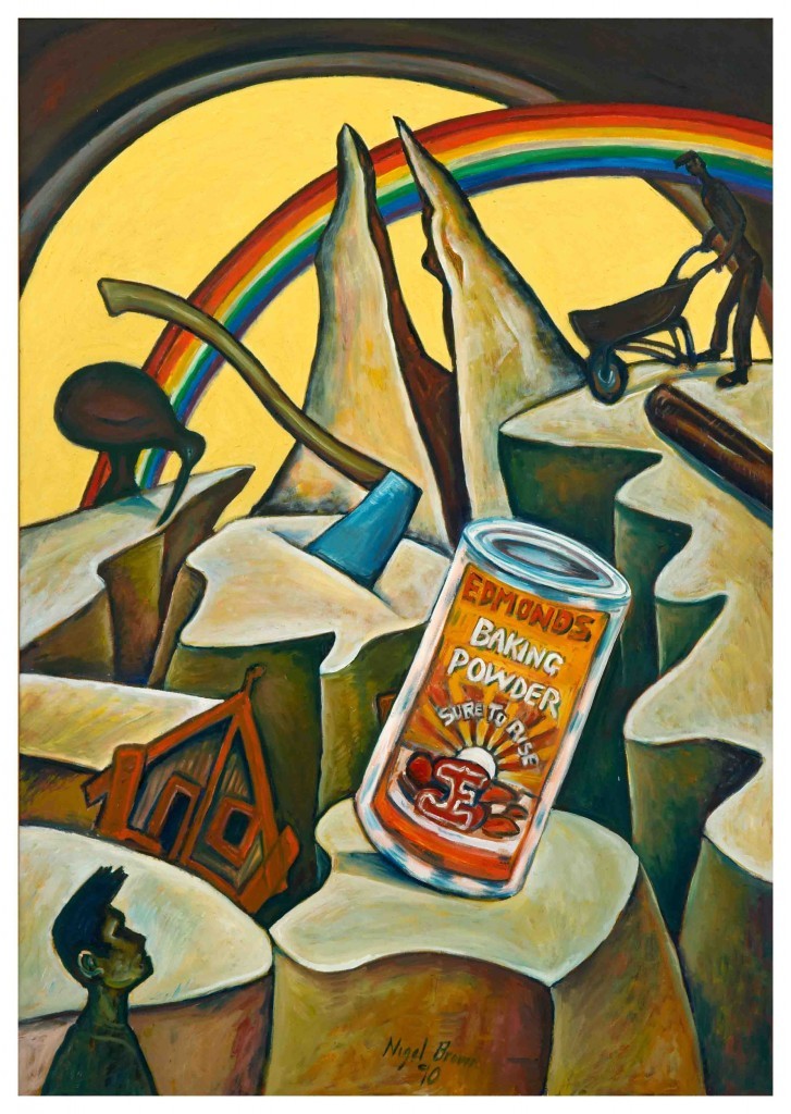 Damaged landscape. Oil on acrylic on board, 1990