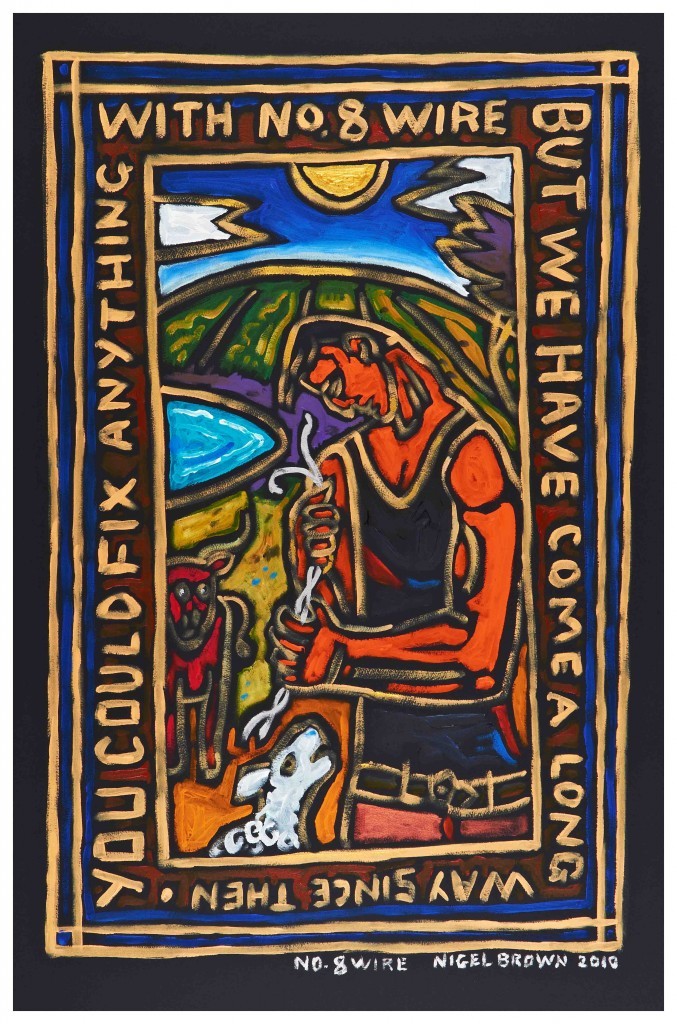 No.8 Wire. Acrylic on black arches, 2010